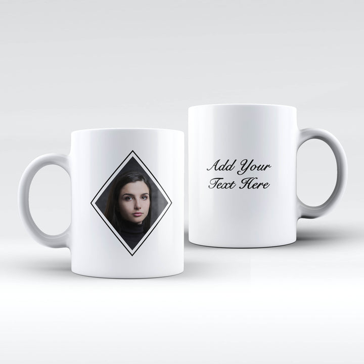 Diamond Photo & Text White Ceramic Mug