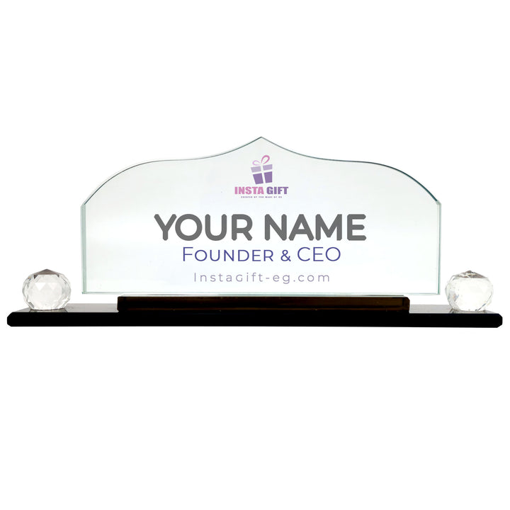 Dome Crystal Desk Name Plate