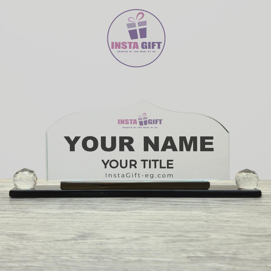 Dome Crystal Desk Name Plate