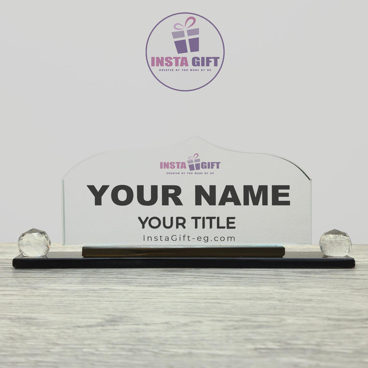 Dome Crystal Desk Name Plate