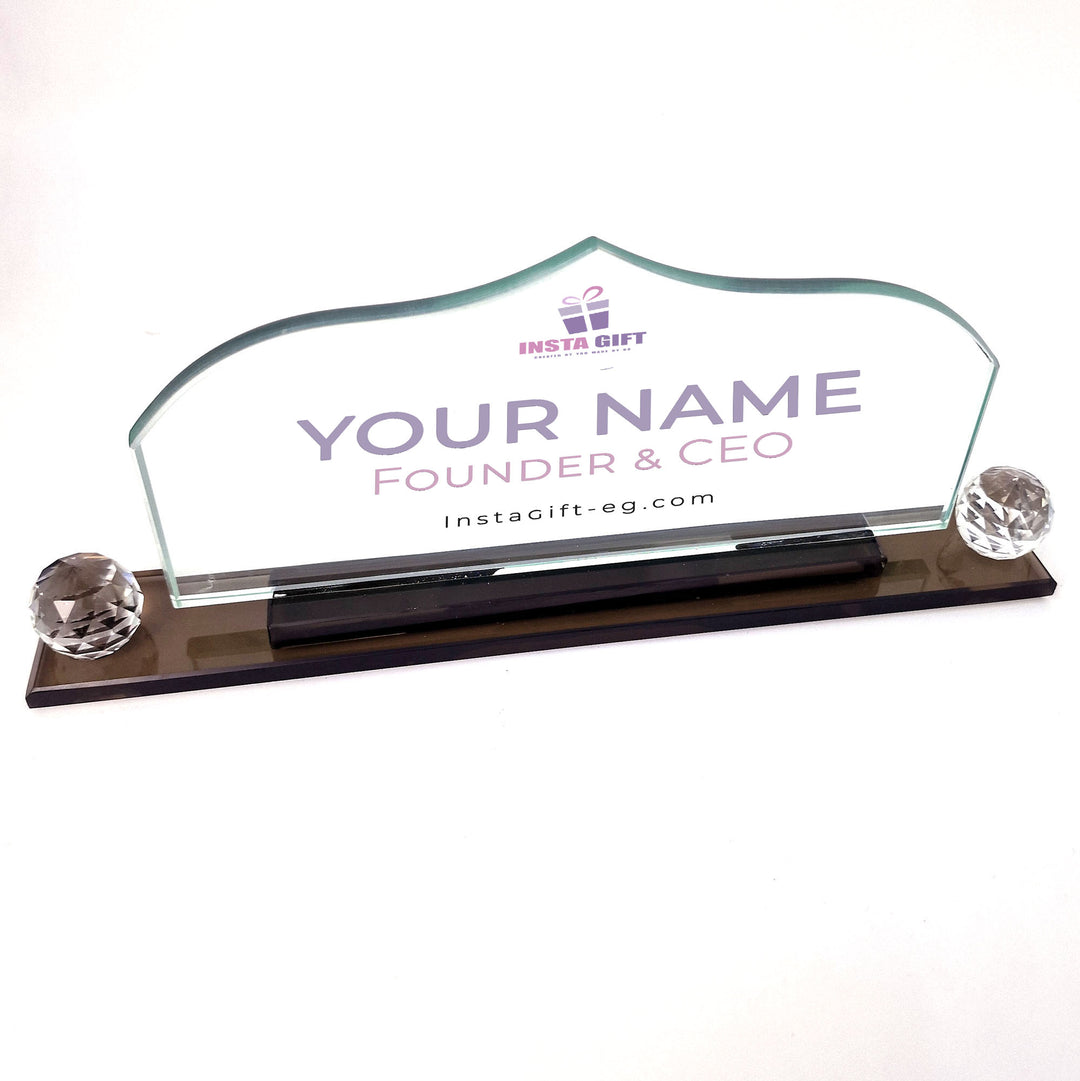 Dome Crystal Desk Name Plate