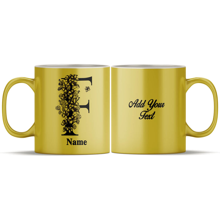 Black initial and name mugs