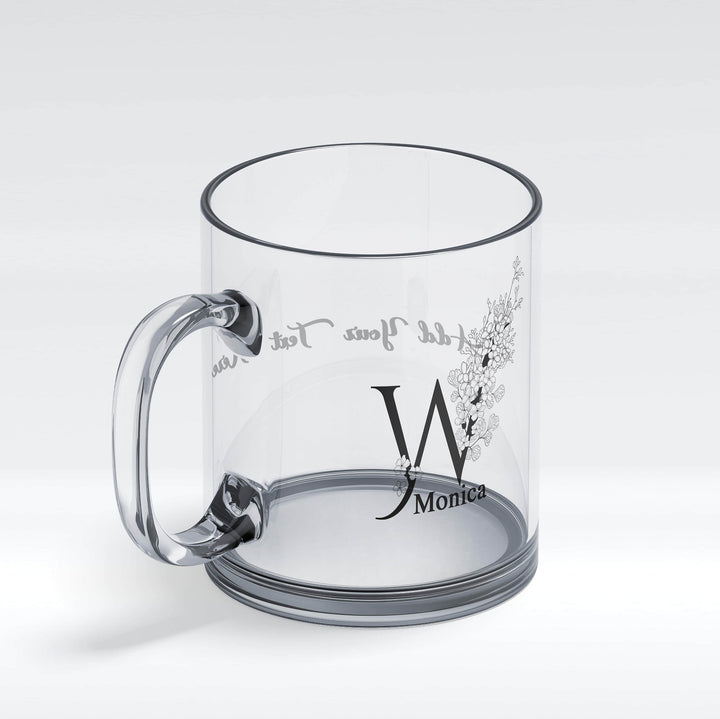 Floral Initial And Text Glass Mug