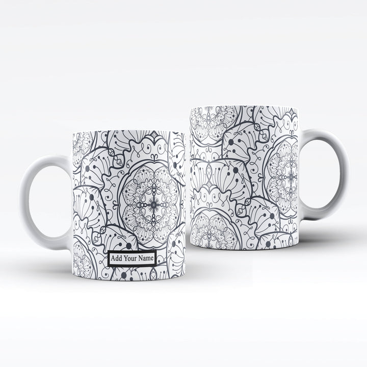 Mandala Custom Name White Ceramic Mug