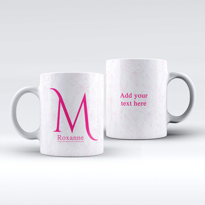 Initial, Name and text White Ceramic Mug