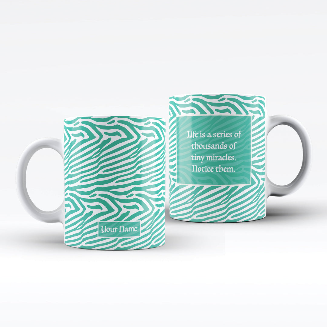 Zebra Name and Text White Ceramic Mug