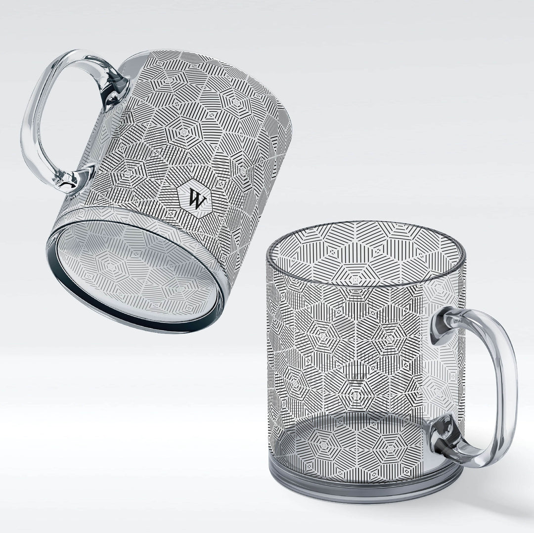 Initial Glass Mug - Hexagon Theme