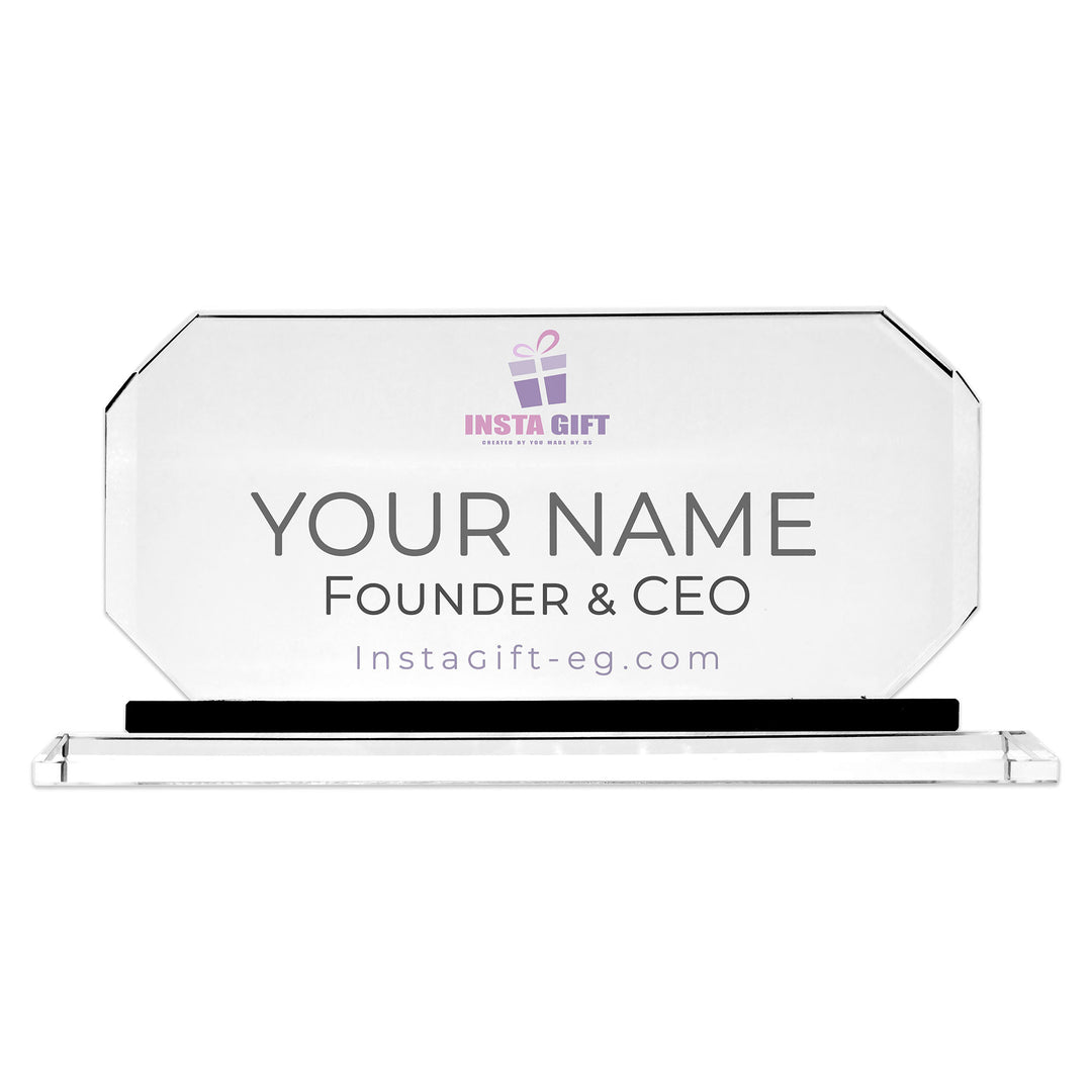 Premium Octagon Modern Crystal Desk NamePlate