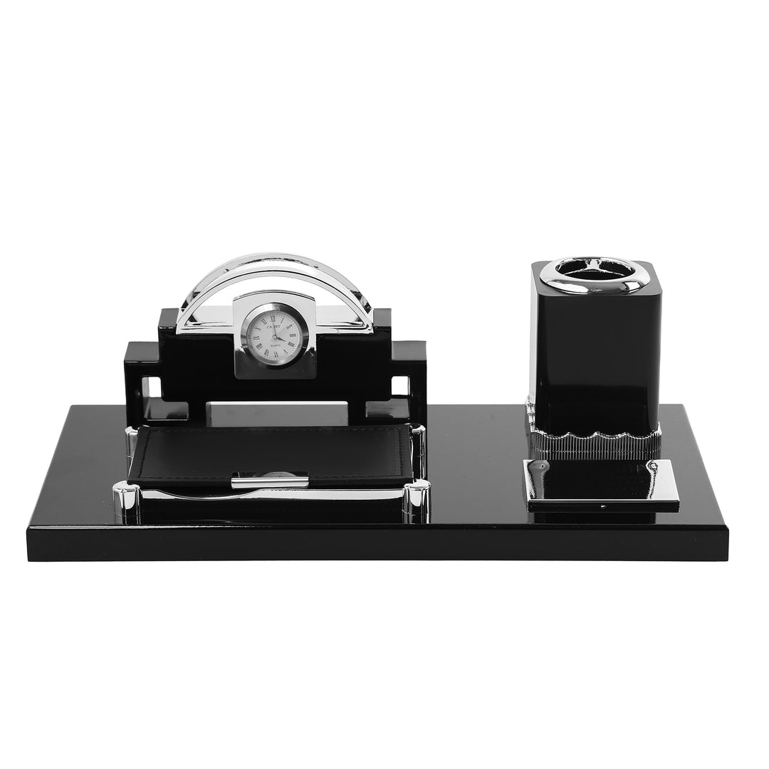 modern desk set with clock - black