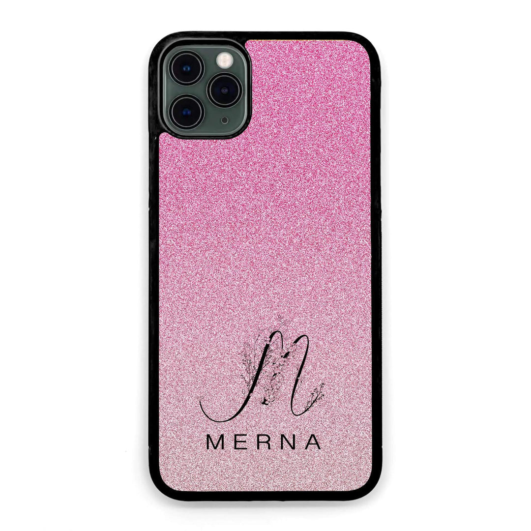 NAME & INITIAL IPHONE PERSONALISED BLACK RUBBER CASE