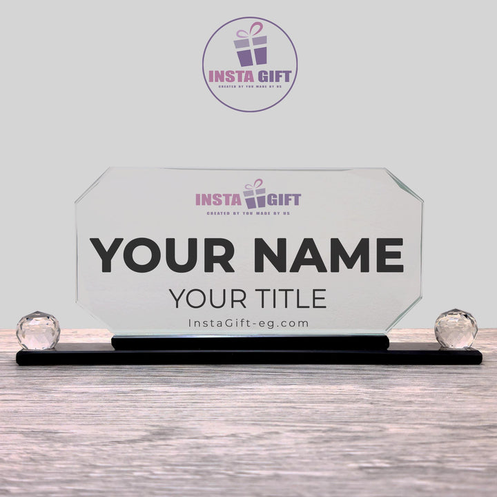 Octagon Crystal Desk Name Plate