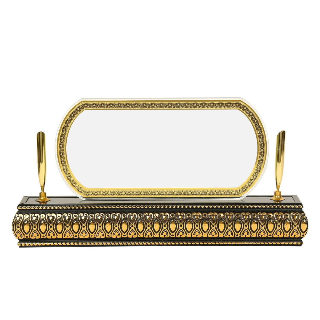 Oval Wooden Golden Base Desk Name Plate