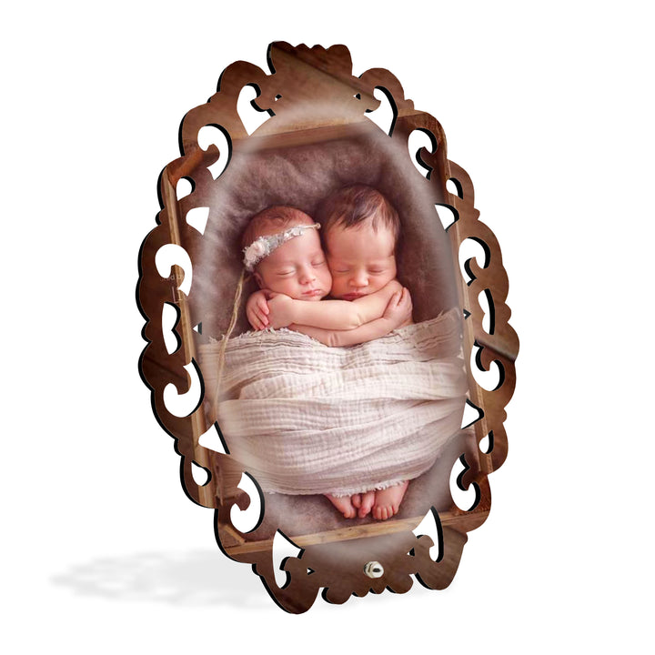 Patterned Oval Wooden Photo Block