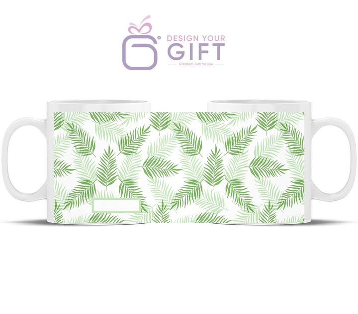 Tropical Leaves Name White Ceramic Mug