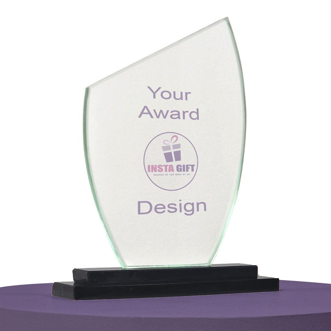Glass award with 'Your Award' text and 'Insta Gift' logo on a white background
