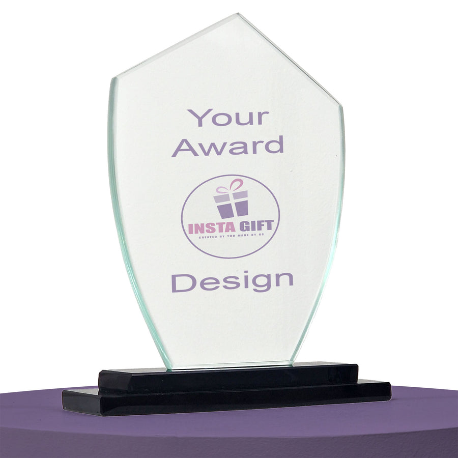 Glass award with 'Your Award' text and 'Insta Gift' logo on a white background