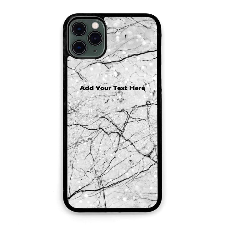 Personalised iPhone Black Rubber Case - Marble Design