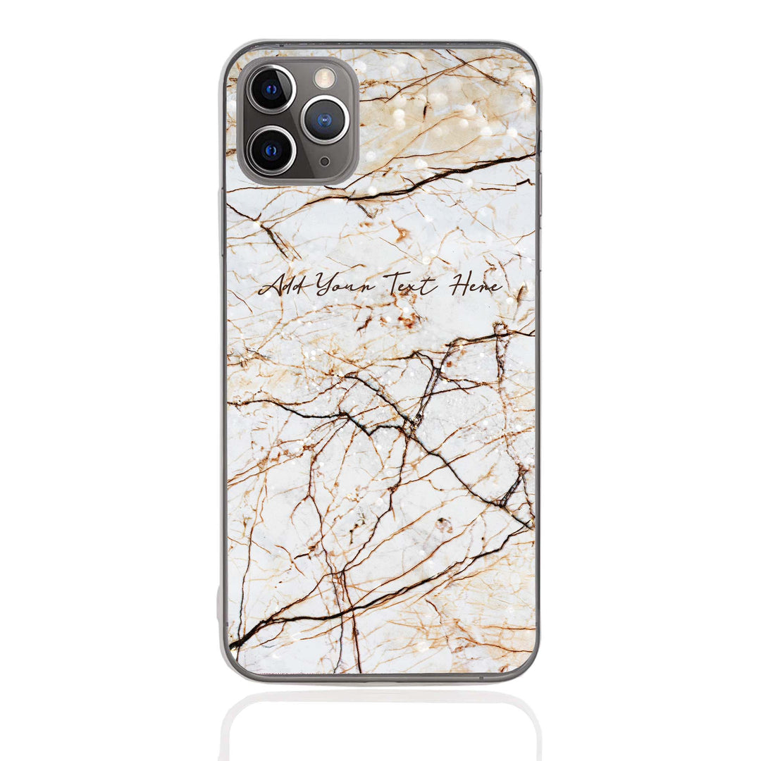 Personalised iPhone Clear Silicone Case - Marble