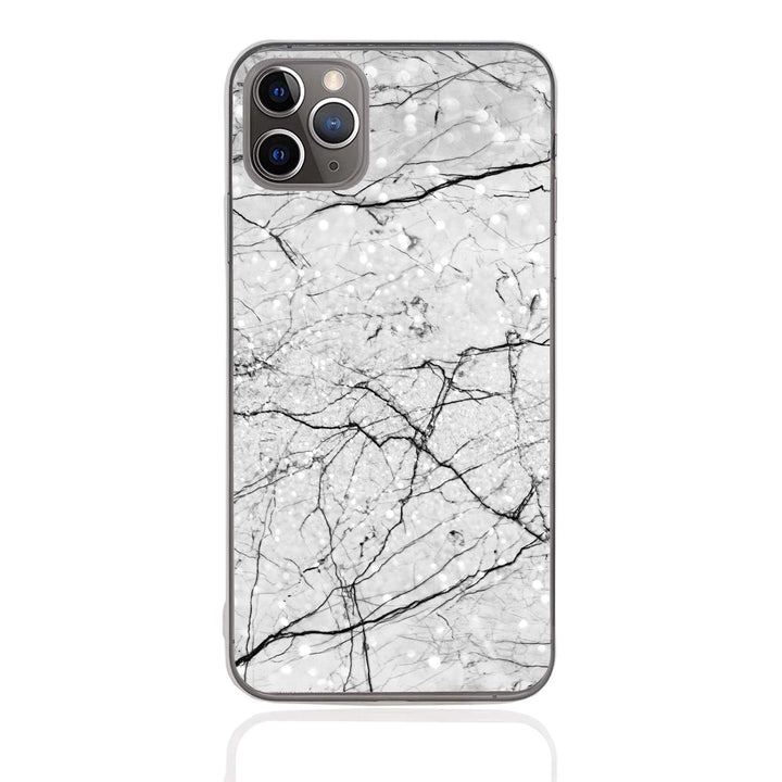 Personalised iPhone Clear Silicone Case - Marble