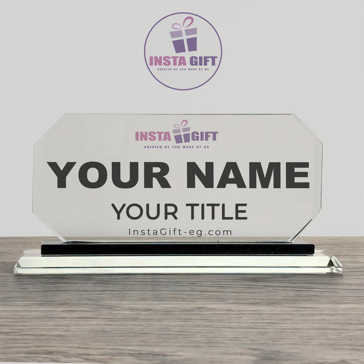 Premium Octagon Modern Crystal Desk NamePlate