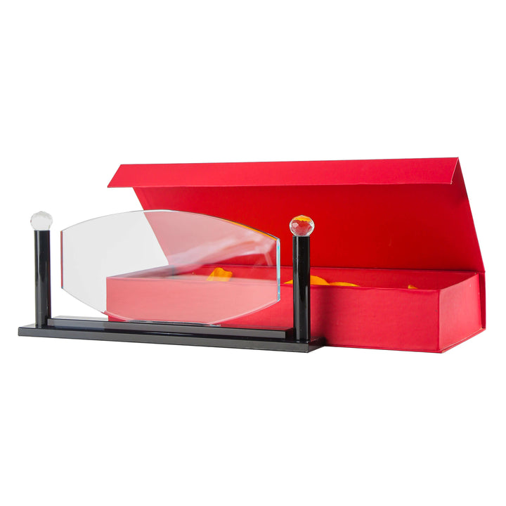 Premium Large Black Oval Crystal Desk Nameplate