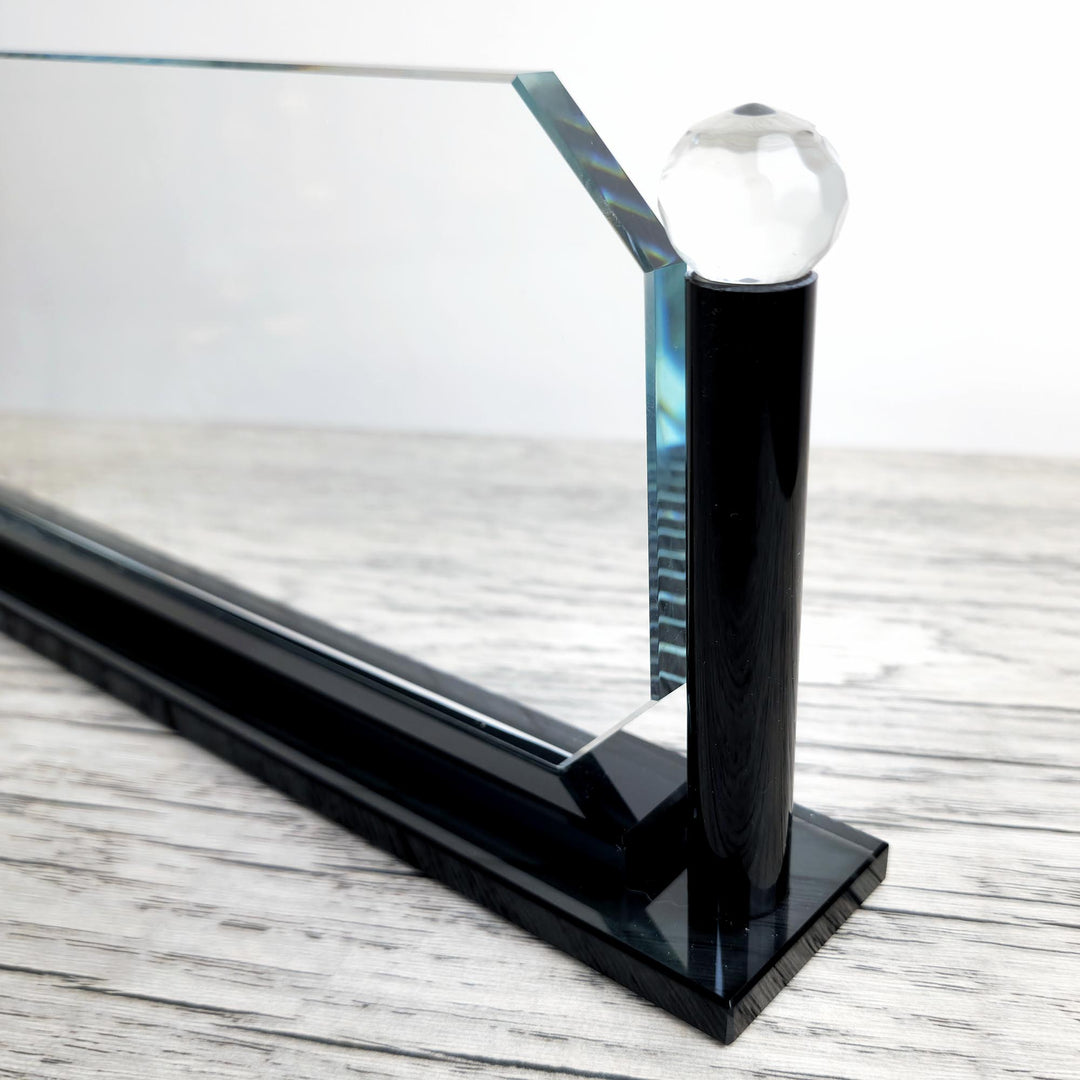 Premium Large Black Octagon Crystal Desk NamePlate