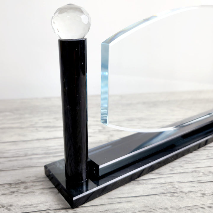 Premium Large Black Oval Crystal Desk Nameplate