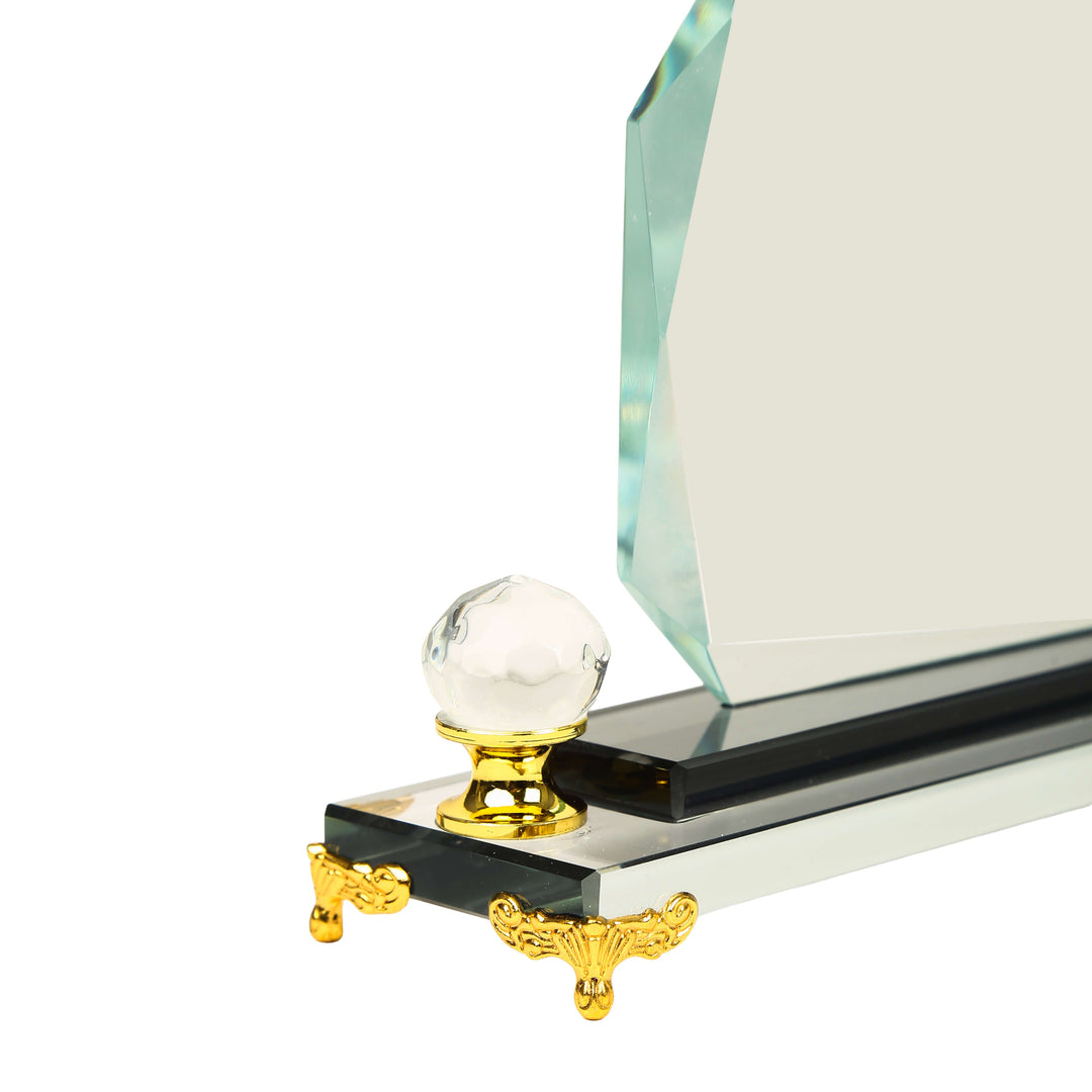 Premium Octagon Crystal Desk Name plate with Gold Legs