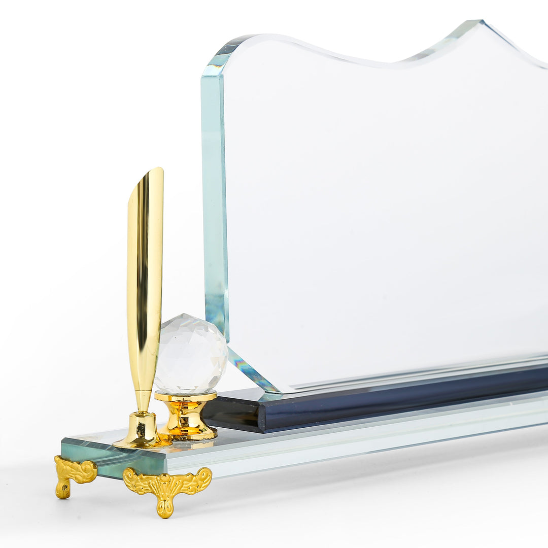 Premium desk name plate with pen holder