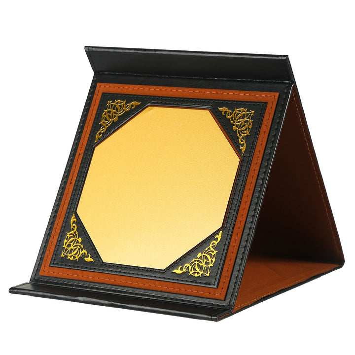 Premium shield with black leather cover - rectangle shape with a circle