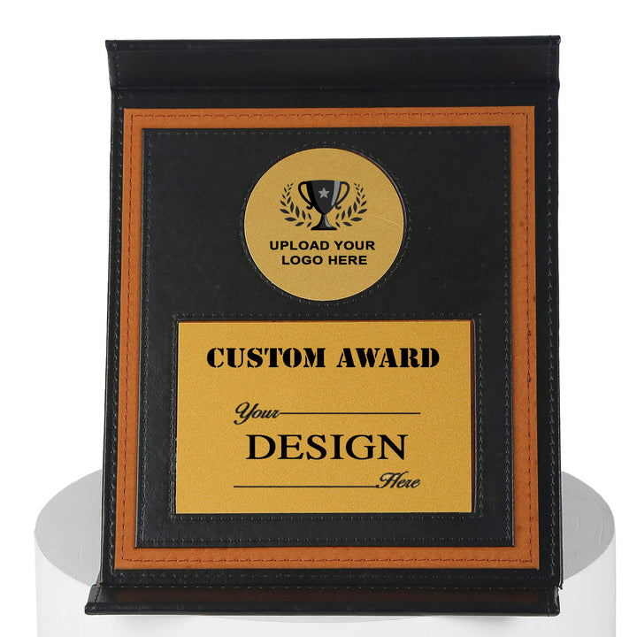 Premium shield with black leather cover - Octagonal shape