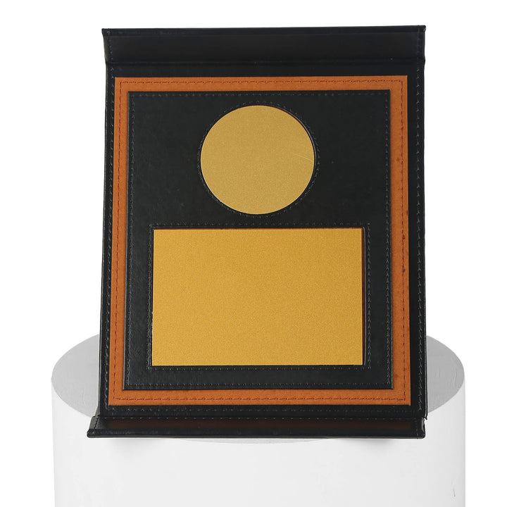 Premium shield with black leather cover - Octagonal shape