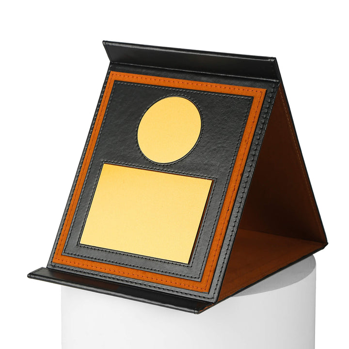 Premium shield with black leather cover - Octagonal shape