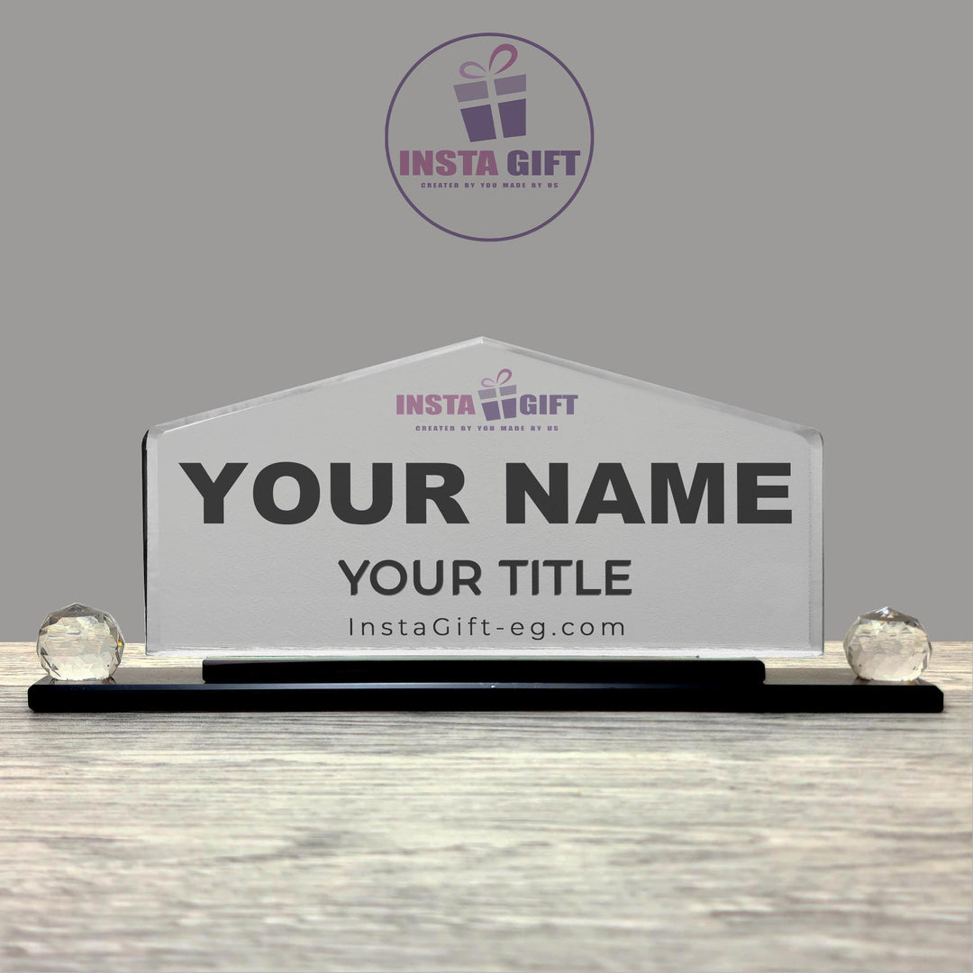 Pyramid Crystal Desk Name Plate