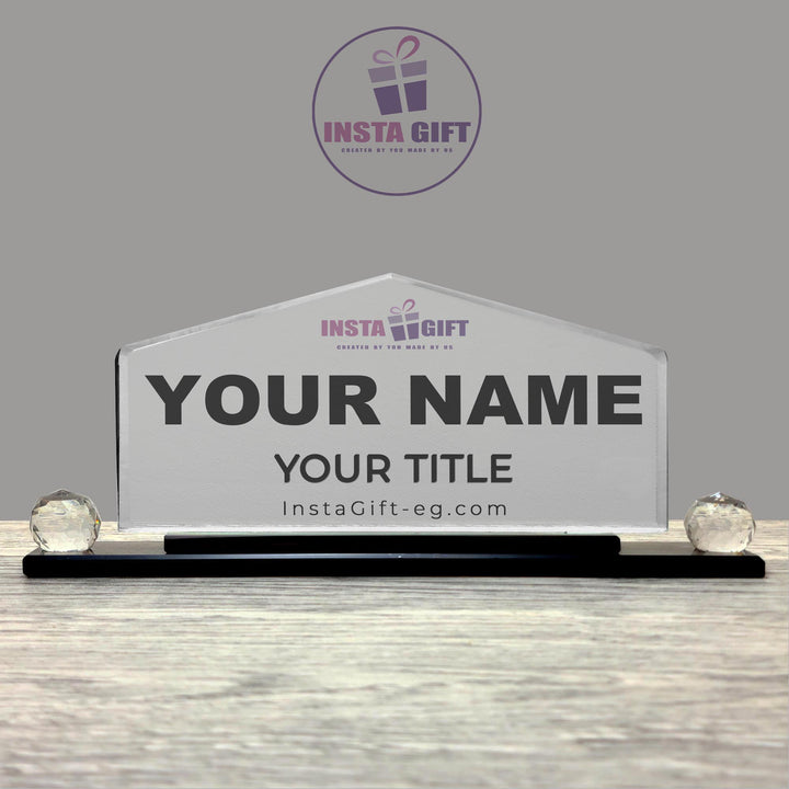 Pyramid Crystal Desk Name Plate