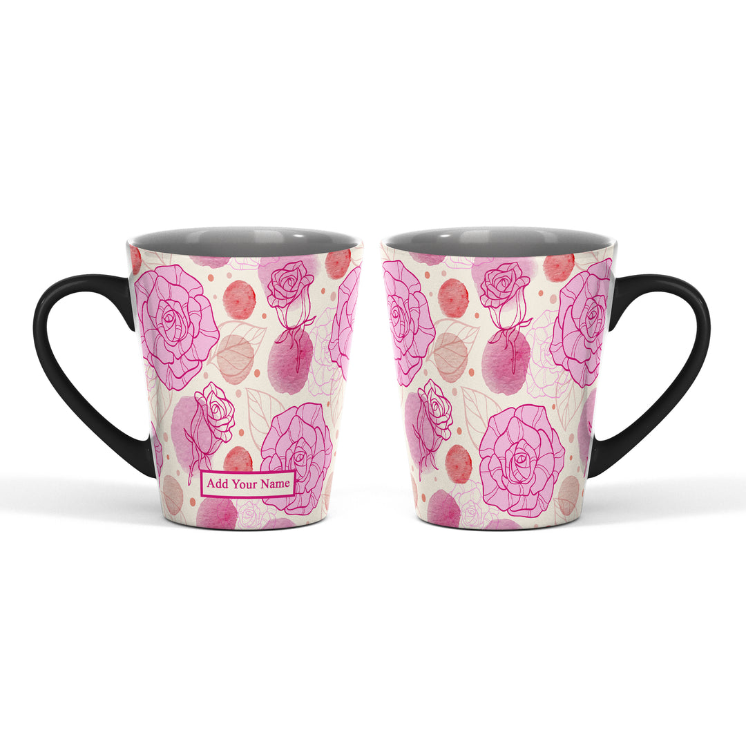 Name Magic Latte Mug Roses Design