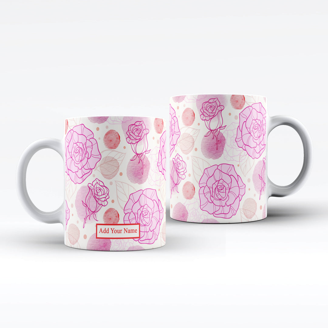 Name White Ceramic Mug - Roses Design