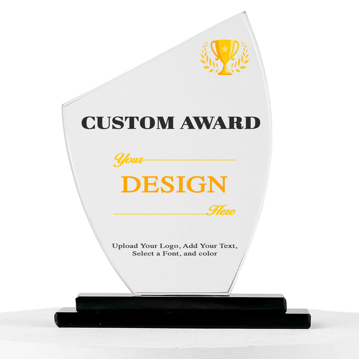 Personalised Crystal Shield - Sail Crystal Shape