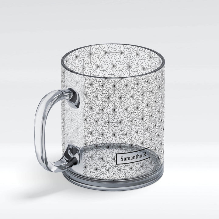 Name Glass Mug - Seamless Floral Pattern