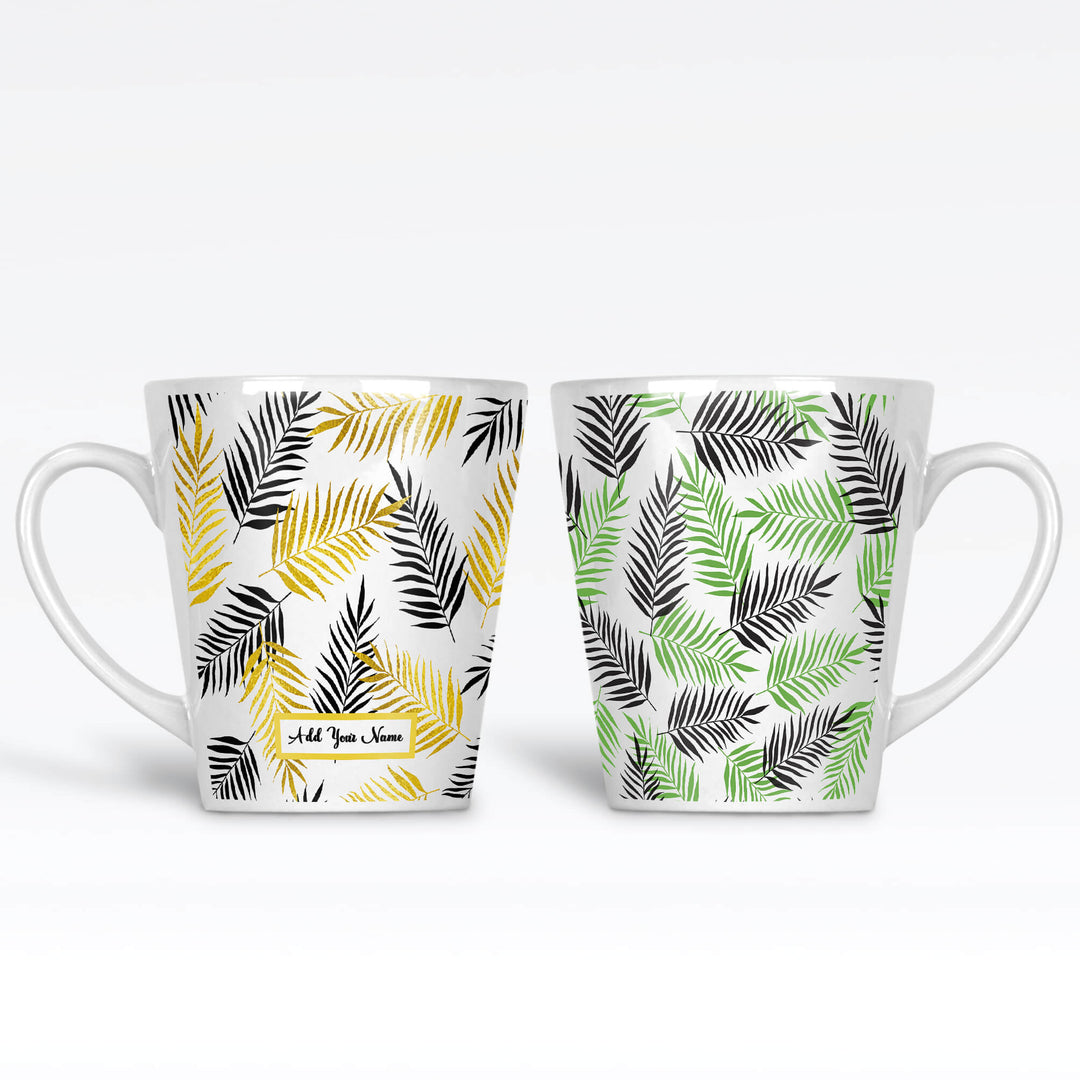 Tropical Leaves Name Latte Mug