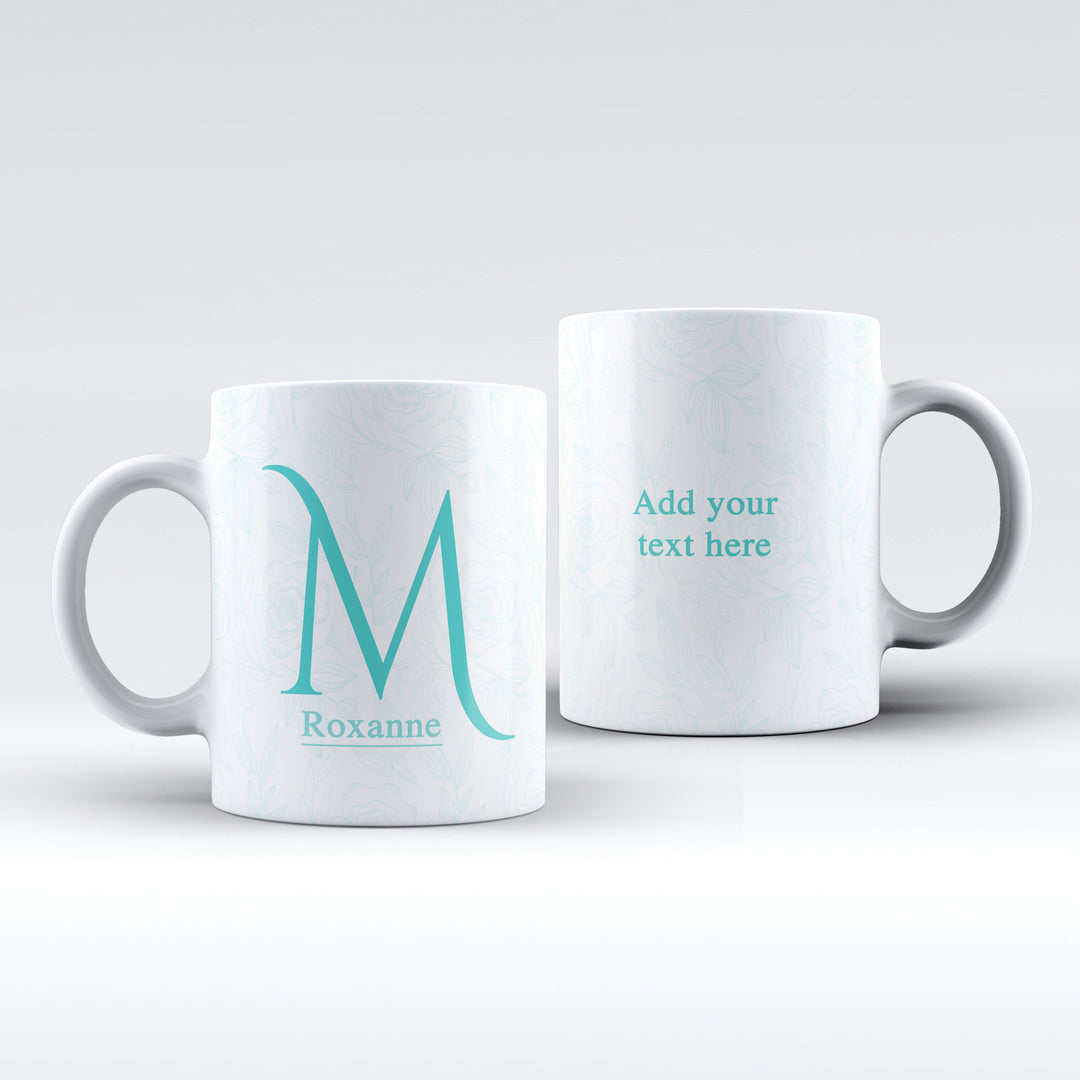 Initial, Name and text White Ceramic Mug