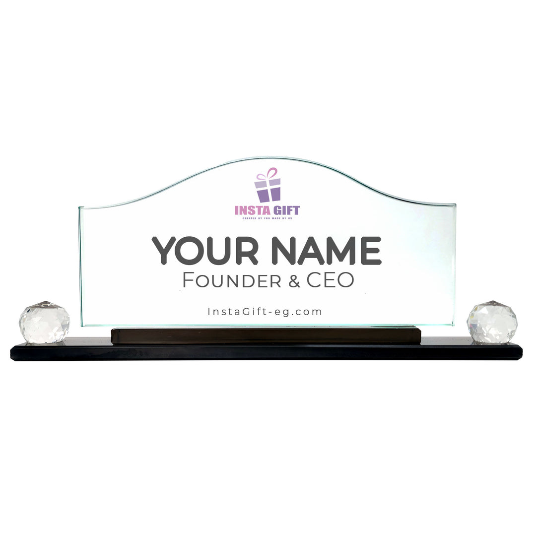 Wave Crystal Desk Name Plate