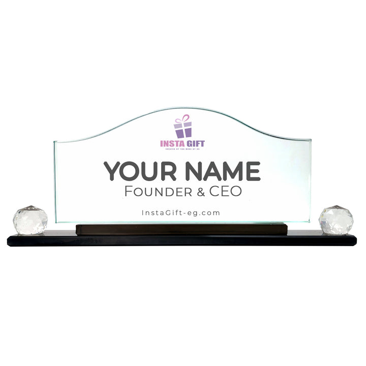 Wave Crystal Desk Name Plate