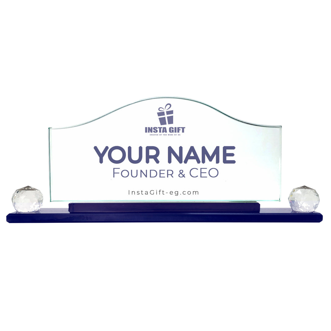 Wave Crystal Desk Name Plate