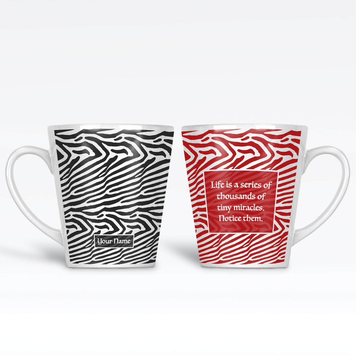 Zebra Name And Text Latte Mug