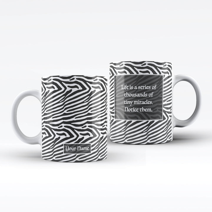 Zebra Name and Text White Ceramic Mug