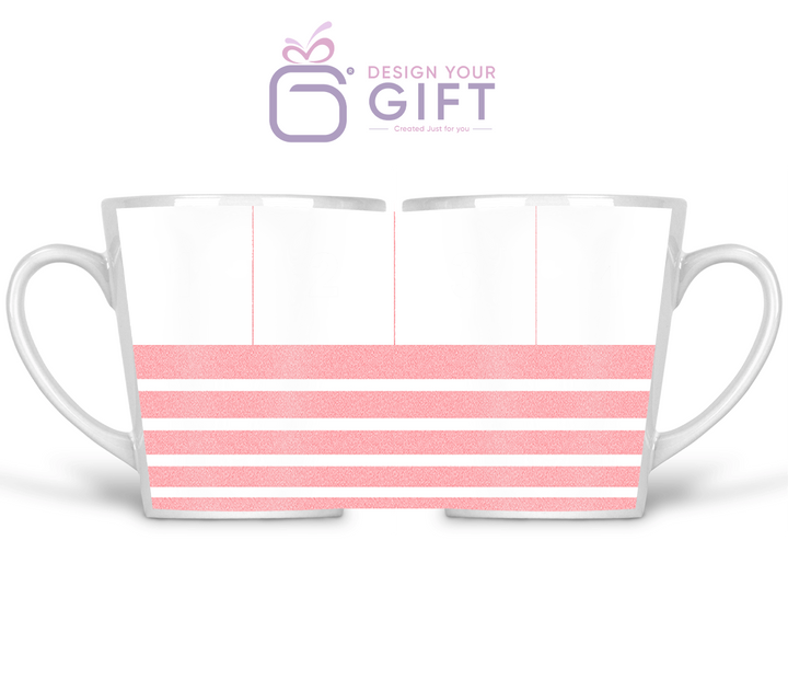 4 Photo Custom Latte Mug Glitter Stripes