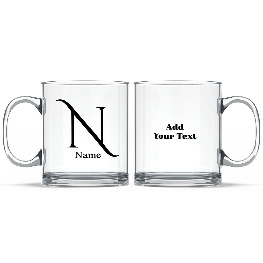 Black initial and name mugs