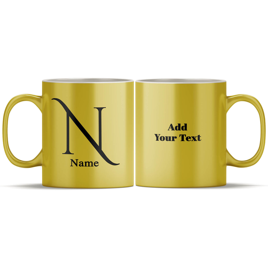 Black initial and name mugs