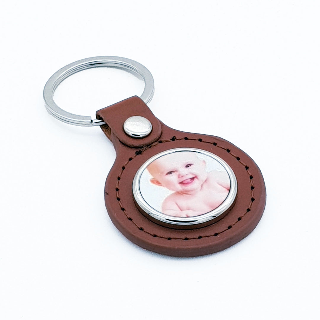 Personalised Round Leather keyring